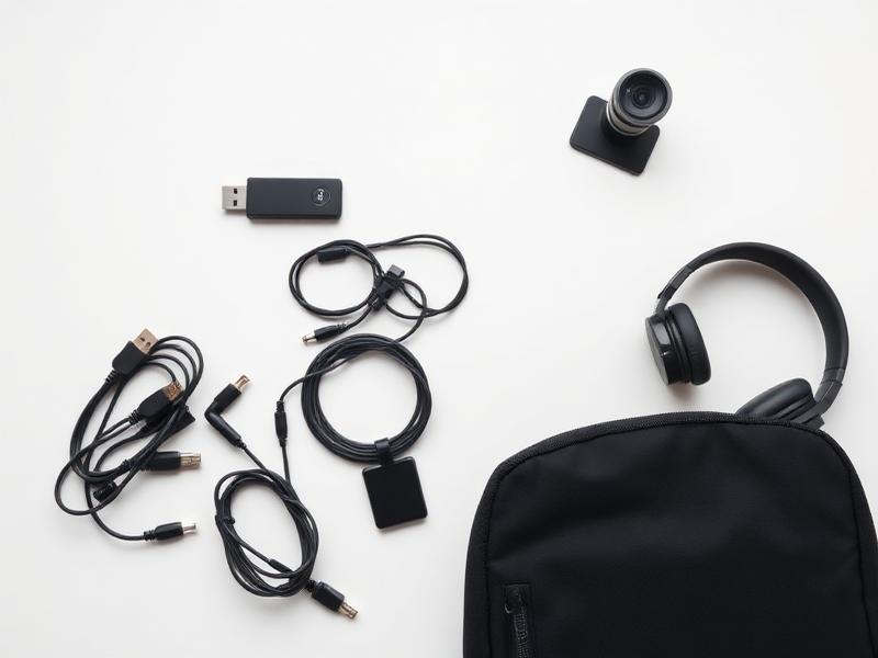 Computer accessories including cables, pen drive and webcam